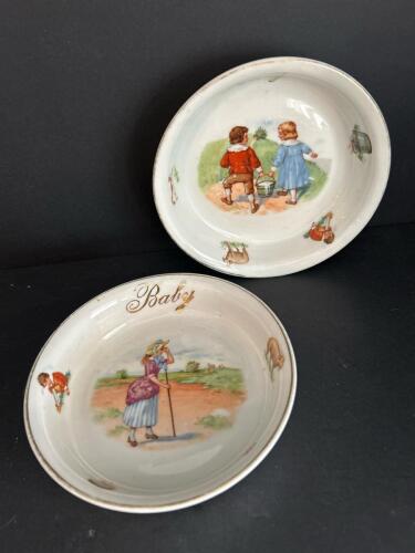 Two Vintage German Porcelain &ldquo;Baby&rdquo; Feeding Bowls