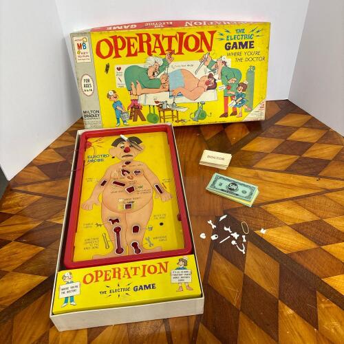 Vintage 1965 Milton Bradley Operation Game, Complete with Original Components