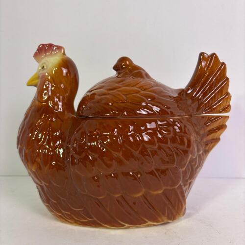 Vintage FAPCO Hen and Chick Ceramic Cookie Jar