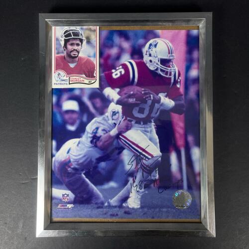 Stanley Morgan Autographed Photo with 1986 AFC Champs Inscription And Framed with Mounted Card