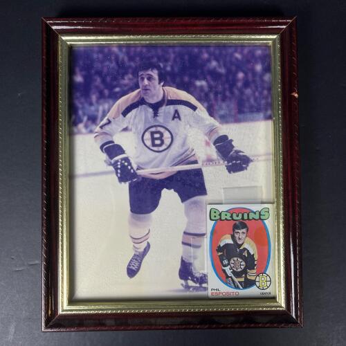 Phil Esposito Topps #15 Card with Boston Bruins Framed Photo