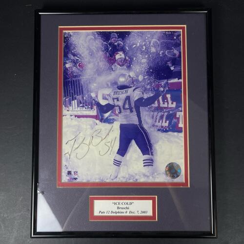 Tedy Bruschi Signed Framed "Ice Cold" Patriots Photo