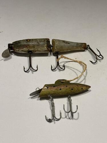 Vintage Creek Chub Bait Co. Jointed Pikie Wood Lure 4.5" & Painted 3" Lure