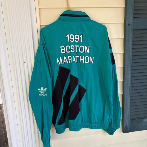 Vintage Adidas 1991 Boston Marathon Teal Windbreaker Jacket