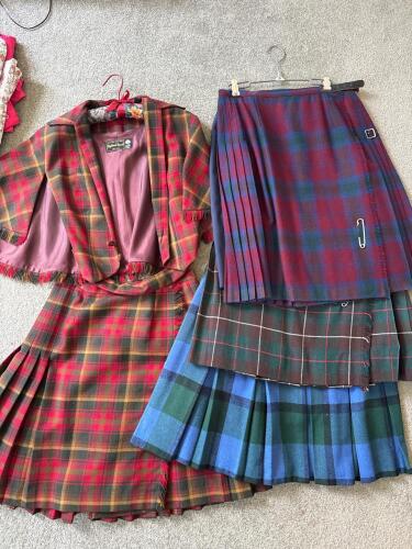 Vintage Kilts, Including Highland Queen Tartan Wool Cape & Kilt Set