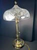 Exquisite WATERFORD Renmore Crystal & Brass Table Lamp W/ Dual Pull Chains & Etched Shade - Like New! (SA) - 3