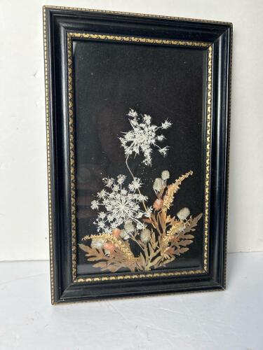Framed 8&rdquo;x11.5" New England Woodland Botanical Art W/ Real Pressed Flowers (SA)