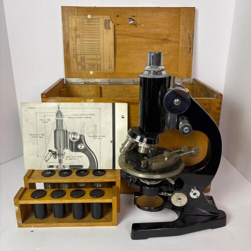 Vintage W. Klein Wetzlar Compound Microscope with Wooden Case (PC)