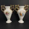 Two Loucarte Portugal Porcelain Vases with Gilt Handles and Romantic Scenes (CG)