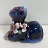 Fenton Cobalt Blue Hand-Painted Glass Cat Figurine, Signed by S. Waters (CG) - 2