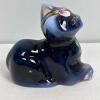 Fenton Cobalt Blue Hand-Painted Glass Cat Figurine, Signed by S. Waters (CG) - 4