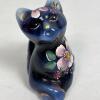Fenton Cobalt Blue Hand-Painted Glass Cat Figurine, Signed by S. Waters (CG) - 5