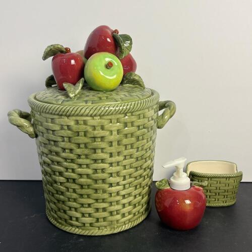 Valerie by Cumberland Design Apple Ceramic Decor Set Basket & Apple Motif (CG)