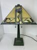 Tiffany-Style Stained Glass Look Table Lamp With Plastic Shade & Pull Chains (CG)