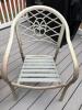 Square Glass Metal Patio Table with 4 Palm Motif Chairs - 5