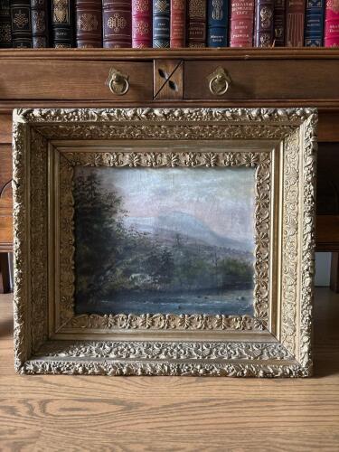 17.5"x15.5" Oil Landscape Painting in Ornate Gilt Frame