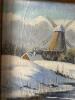 17"x15" Original Oil Painting: Winter Landscape with Windmill - 2