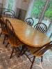 Double Pedestal Butterfly Leaf Oak Dining Table with 6 Windsor Chairs - 15