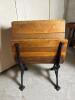 Antique Burlington S.F. Co. Cast Iron & Wood School Desk - 5