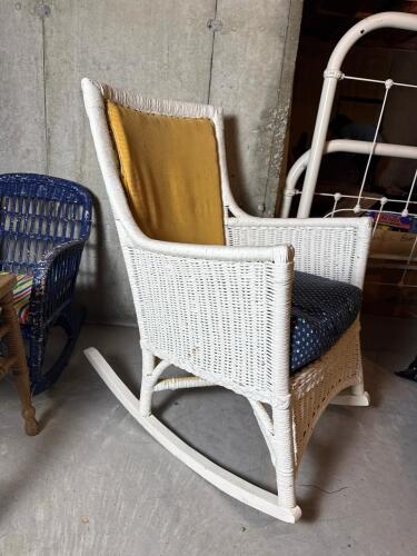 Vintage White Wicker Rocking Chair