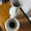 Pair of Elements Tall White Speckled Ceramic Floor Vases - 2