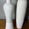 Pair of Elements Tall White Speckled Ceramic Floor Vases - 3