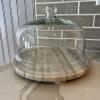 Marble and Glass Cheese Dome with Footed Base