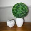 Raymond Waites Ceramic Tissue Box Cover and Vase with Faux Greenery
