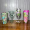 Mixed Thirteen Piece Lily Pulitzer Entertaining Lot - Plastic Martini Glasses, Tumblers and More - 3