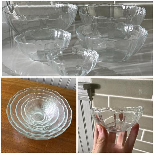 Set of Five Arcoroc France Glass Nesting Bowls