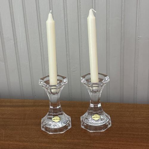 Pair of Japanese 25% Lead Crystal Taper Candle Holders