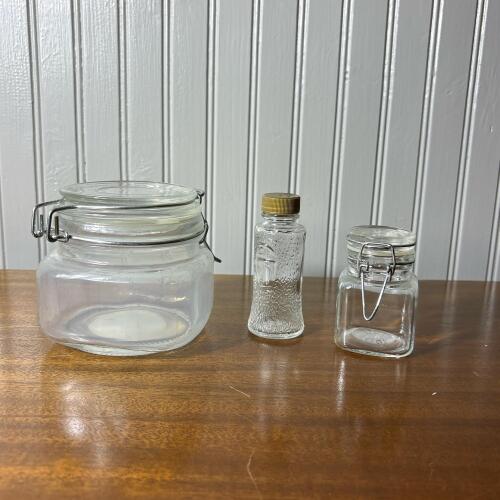 Trio of Small Glass Storage Jars