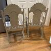 Pair of Distressed Cream Finish Wood Armchairs with Upholstered Seats and Two Accent Pillows - 3