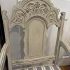 Pair of Distressed Cream Finish Wood Armchairs with Upholstered Seats and Two Accent Pillows - 4