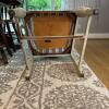 Pair of Distressed Cream Finish Wood Armchairs with Upholstered Seats and Two Accent Pillows - 8