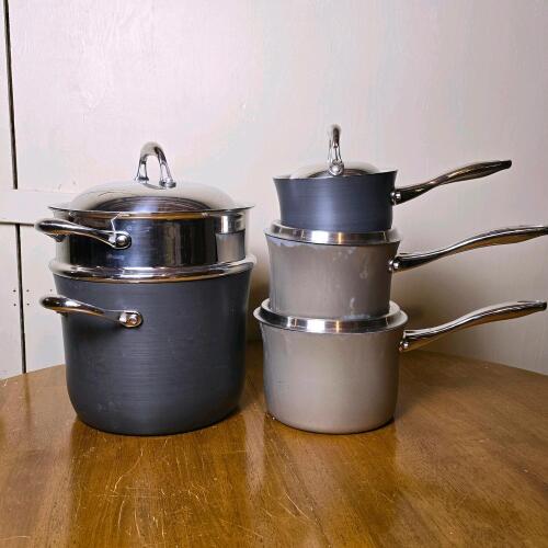 Kirkland Signature Hard Anodized 10-Piece Cookware Set, 8 qt Stockpot, Saucepans, Stainless Lids