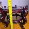 Chinese Porcelain Fish Bowl Planter 12.5" w/ Hand Painted Scene & Wood Stand Made in China - 7