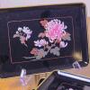 Set of 4 Japanese Lacquer Trays with Inlaid Chrysanthemum Design - 2
