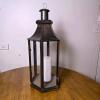 22" Hexagonal Metal and Glass Lantern with Hinged Door and Vented Top