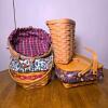 Longaberger 1991 Handwoven Baskets with Liners and Protectors