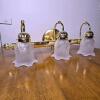 Brass and Glass 3-Light Wall-Mounted Vanity Light Fixture