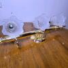 Brass and Glass 3-Light Wall-Mounted Vanity Light Fixture - 3