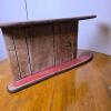 Antique 27.5" Wooden Child's Hand Sled, Flat Deck, Red & Green Paint, 1930s-1950s - 2