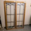 Pair of Gothic Revival Glass Window Panels 44.5"x15.5" - 3