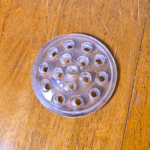 Clear 4.5" Round Glass Flower Frog, 13 Holes, Vintage Floral Arrangement Insert