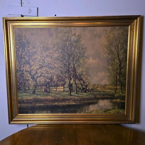 Framed Landscape Canvas Print by Dutch Artist Arnold Marc Gorter, 30x24 Inches