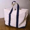 L.L.Bean Boat and Tote Bag, Large 20"x12", Natural/Navy Canvas, USA Made