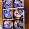 Set of 6 Hand-Painted Delft Blue Porcelain Christmas Ornaments, 3-inch Diameter - 5