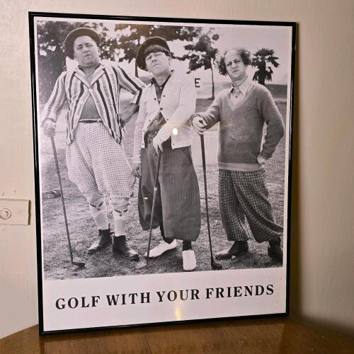 Three Stooges &ldquo;Golf With Your Friends&rdquo; Framed Poster 24"x30"