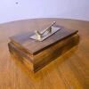 Wooden Valet Box with Brass Golf Club, 12"x7.5"x3.5", Velvet Lined, Removable Tray